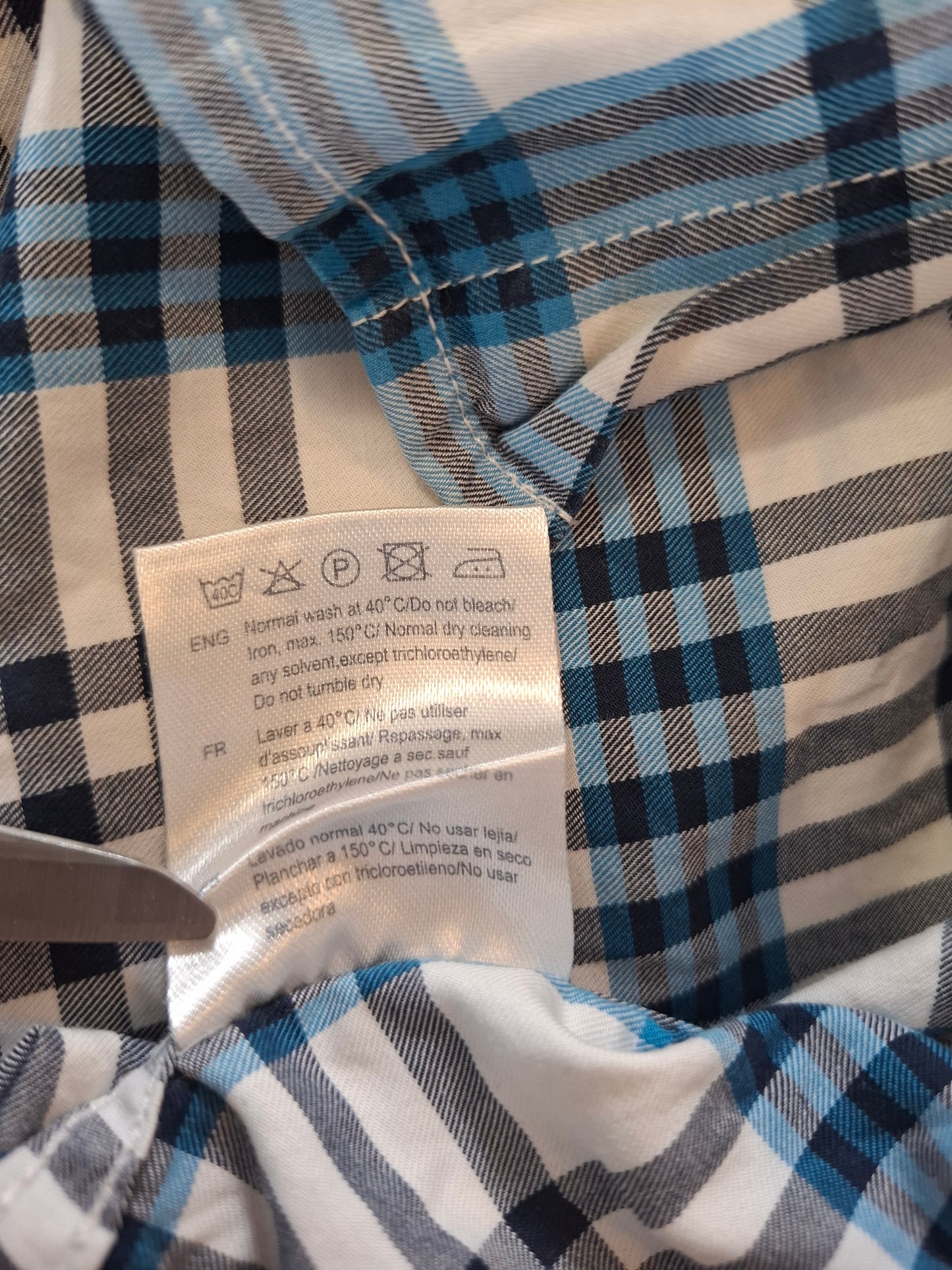 001087 McGregor Button down shirt size XXXL Blue/ White checkered