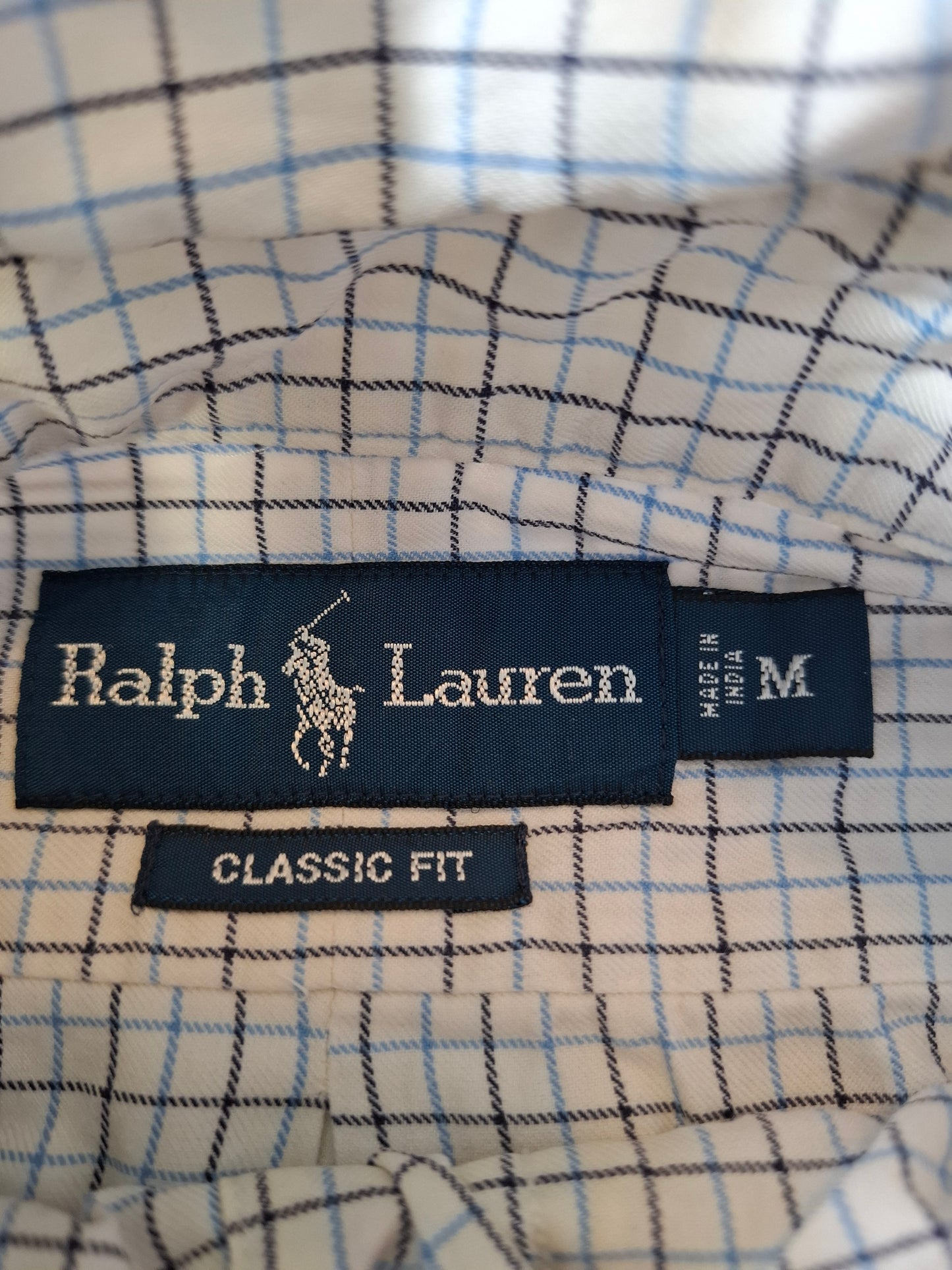 001072 Polo Ralph Lauren Button down shirt size M Blue/ White/ Black checkered