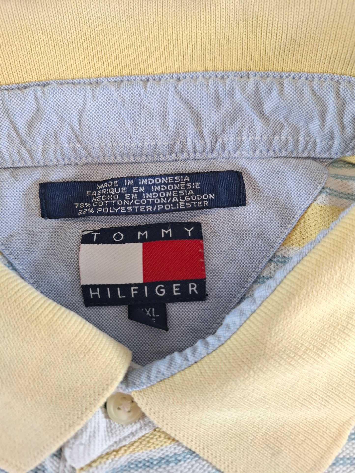 001114 Tommy Hilfiger Polo size XXL Yellow/ White/ light blue striped