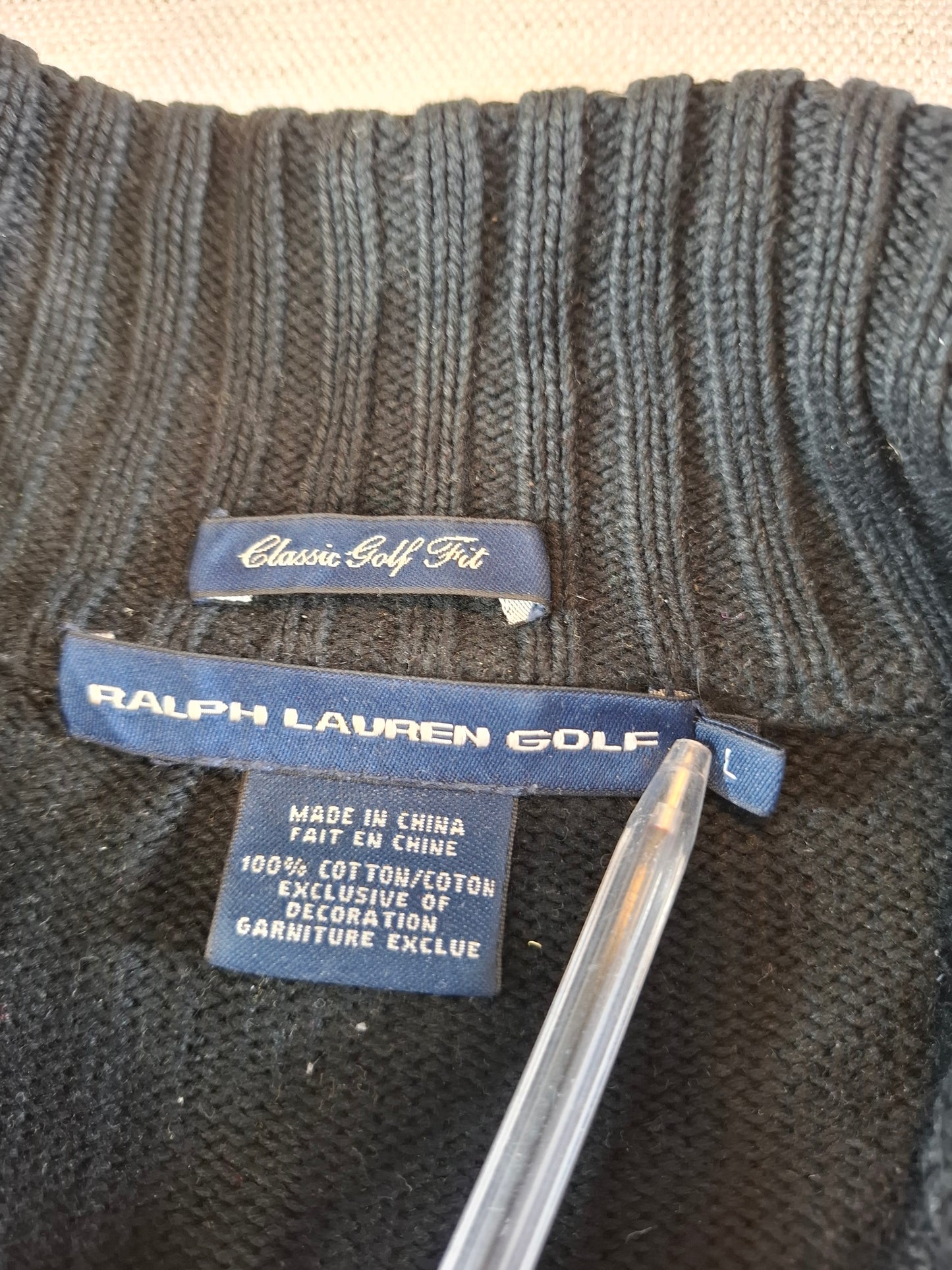 000939 Polo Ralph Lauren Full zip sweater size L Black