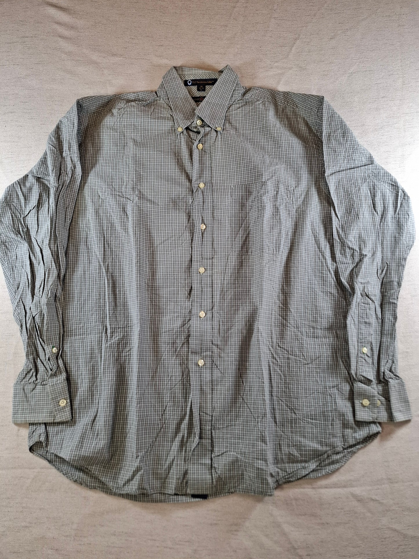 001092 Tommy Hilfiger Button down shirt size 16 / 34-35 Green/ White checkered