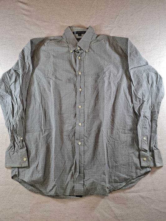 001092 Tommy Hilfiger Button down shirt size 16 / 34-35 Green/ White checkered