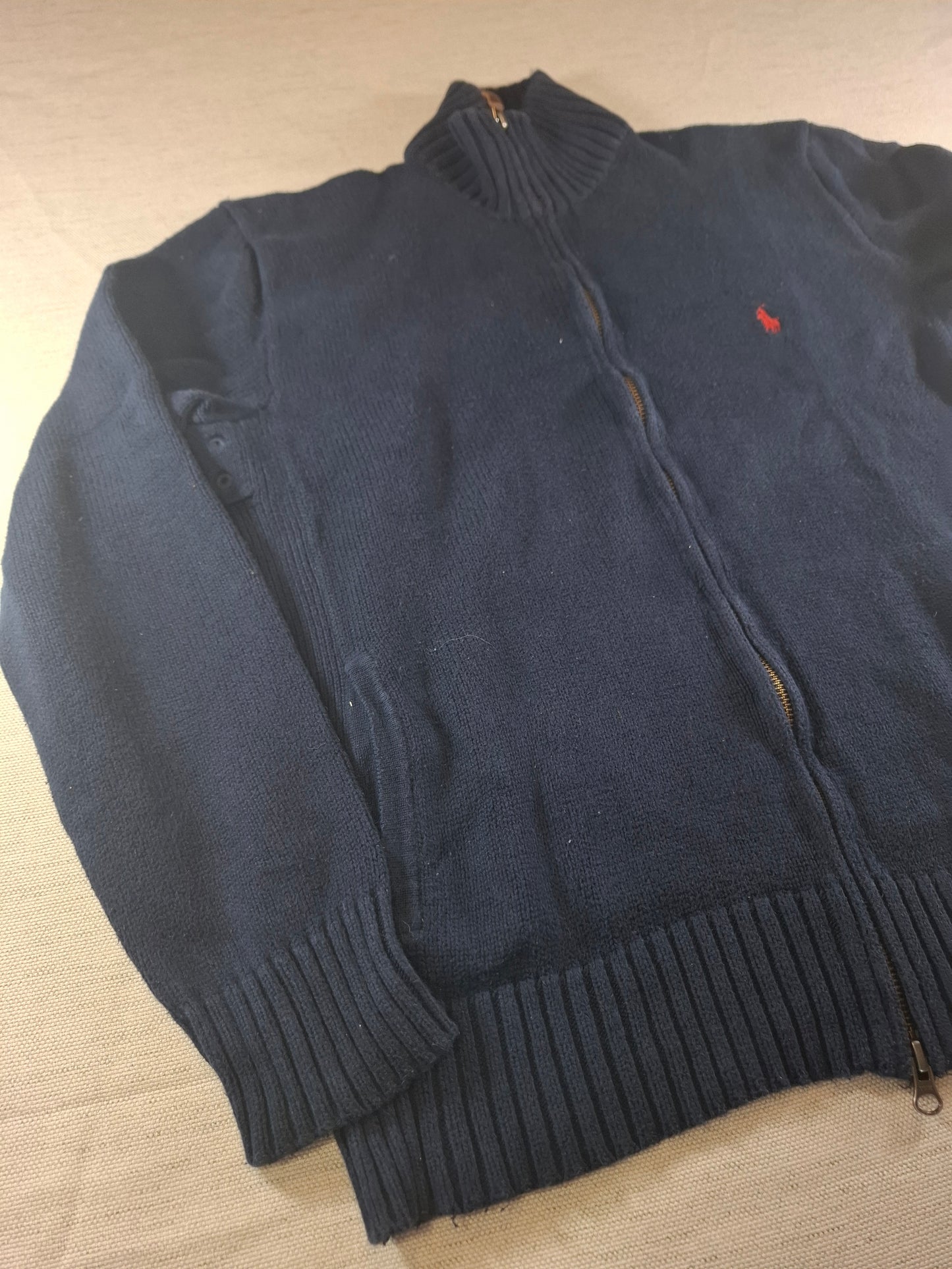 000486 Polo Ralph Lauren full zip sweater size M Navy