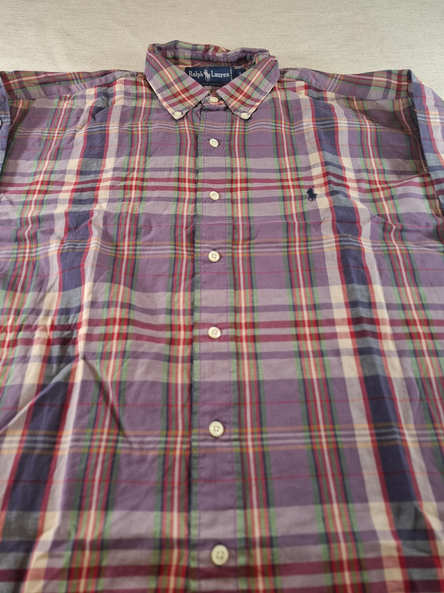 001070 Polo Ralph Lauren Button down shirt size L Multi/ Purple