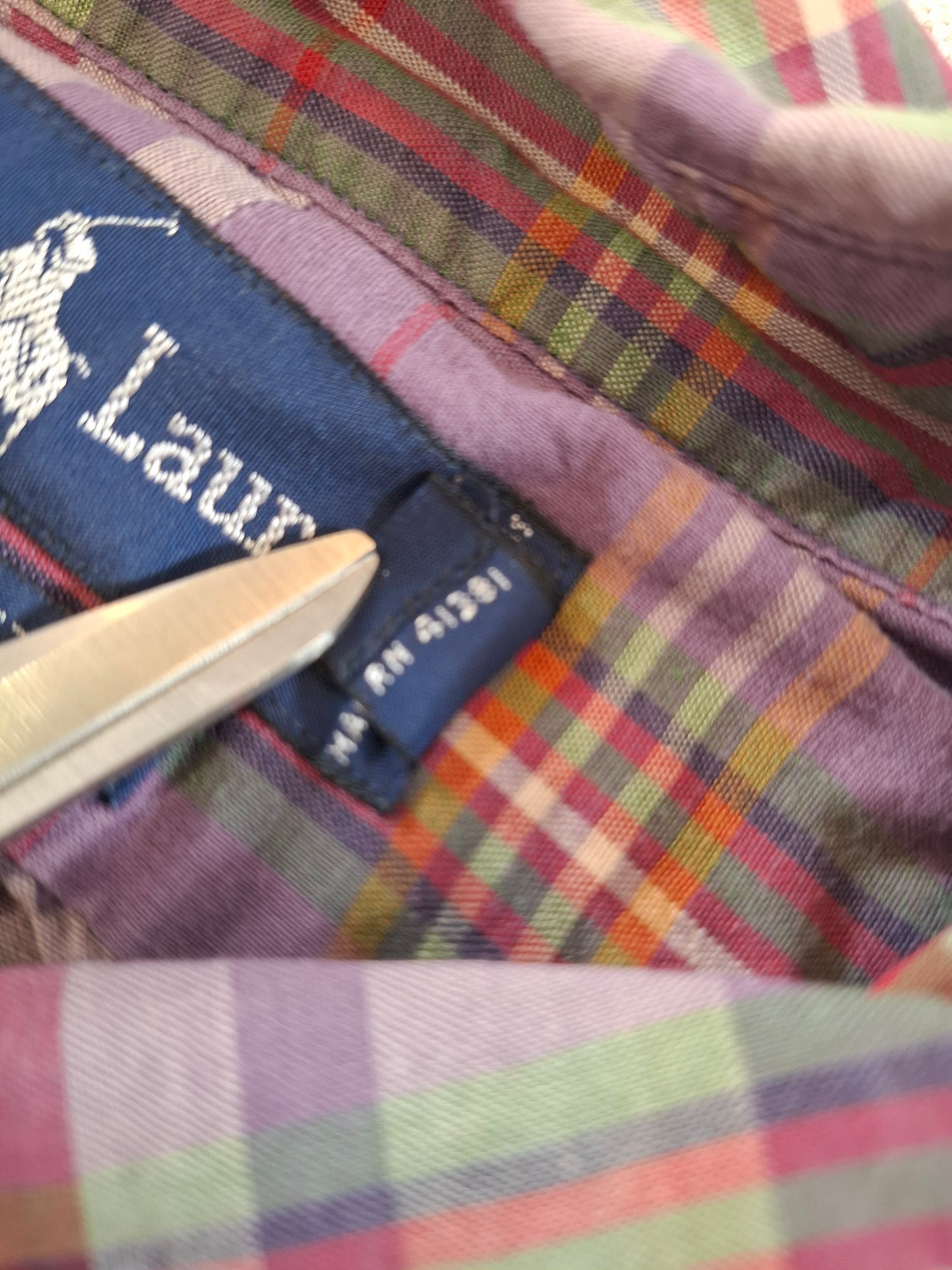 001070 Polo Ralph Lauren Button down shirt size L Multi/ Purple