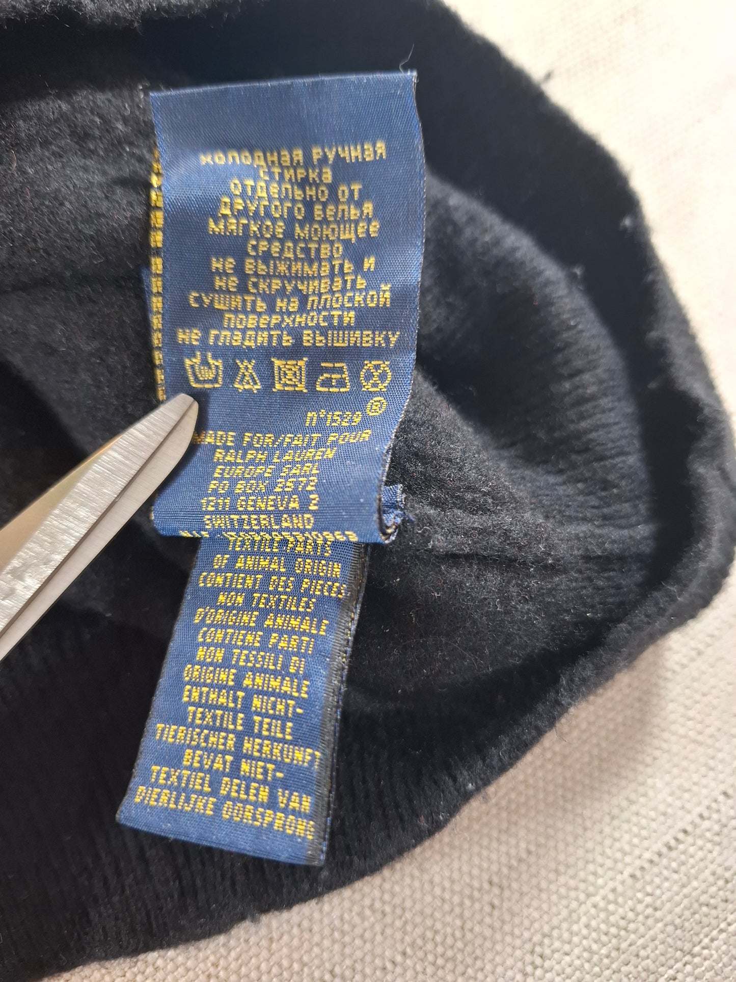 000497 Polo Ralph Lauren 1/4 zip sweater size XXL Black Merino