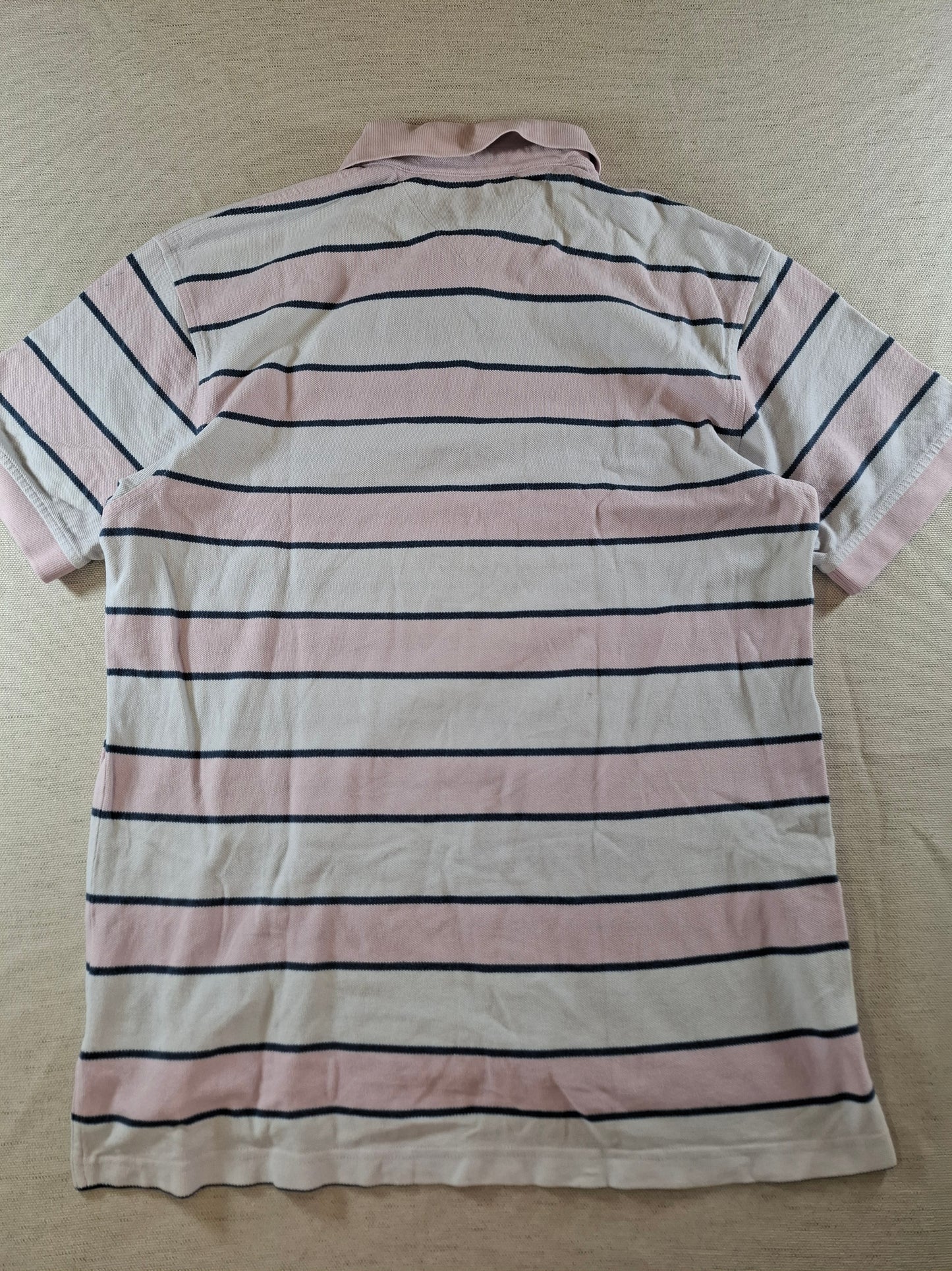 001112 Tommy Hilfiger Polo size L Red/ White/ Blue striped