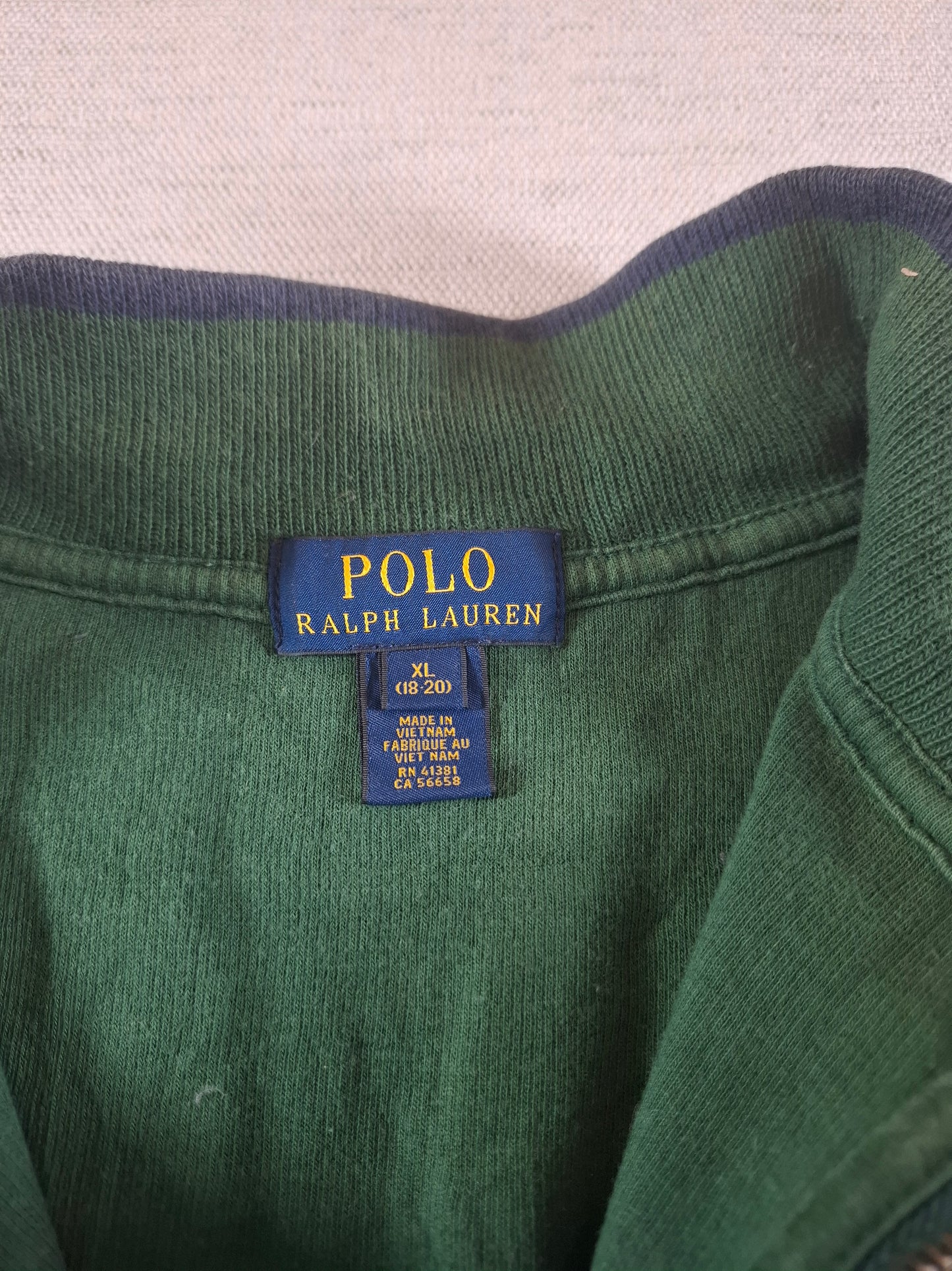 000481 Polo Ralph Lauren 1/4 zip sweater size XL Green
