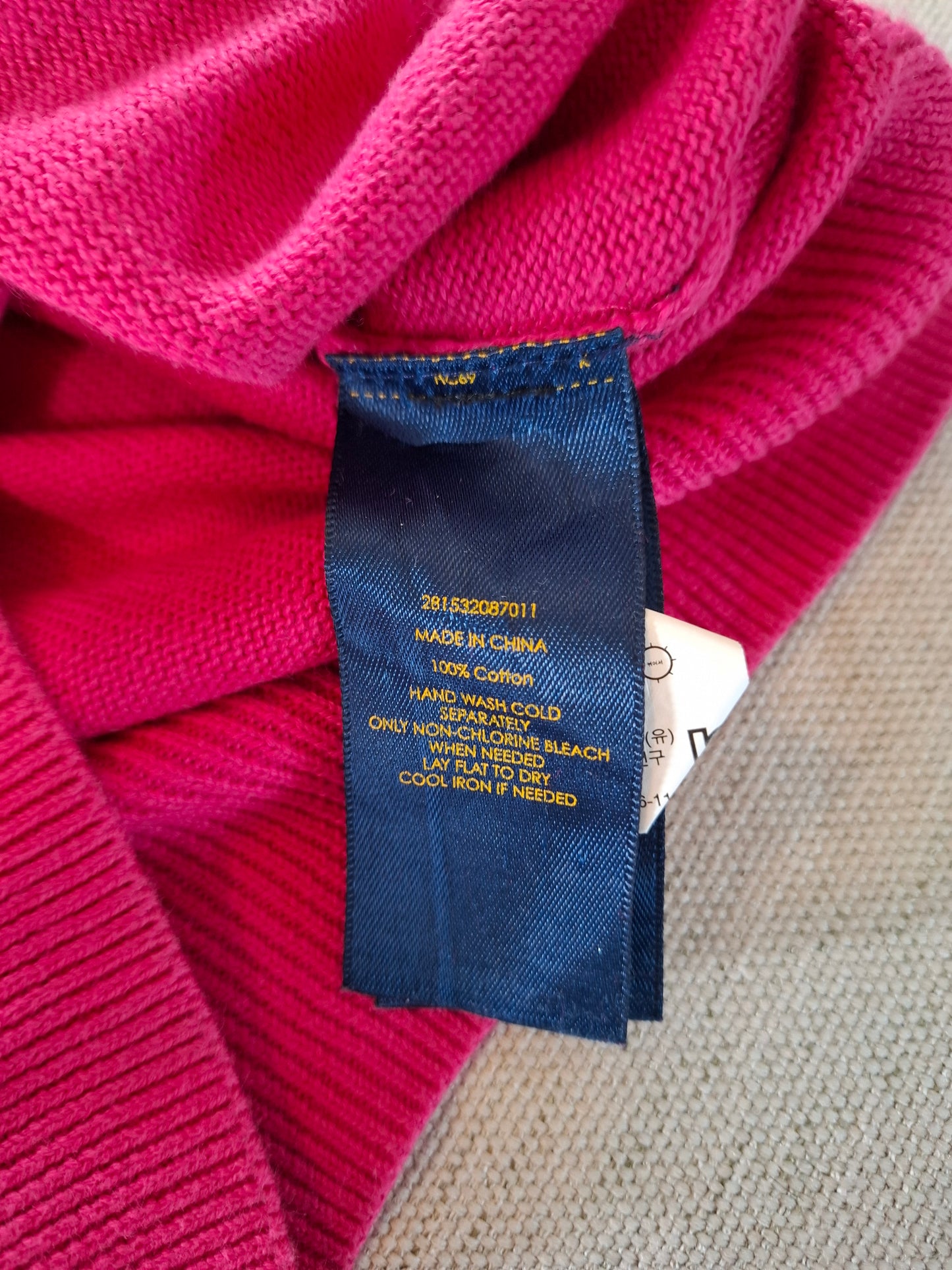 000941 Polo Ralph Lauren Full zip sweater size S Pink