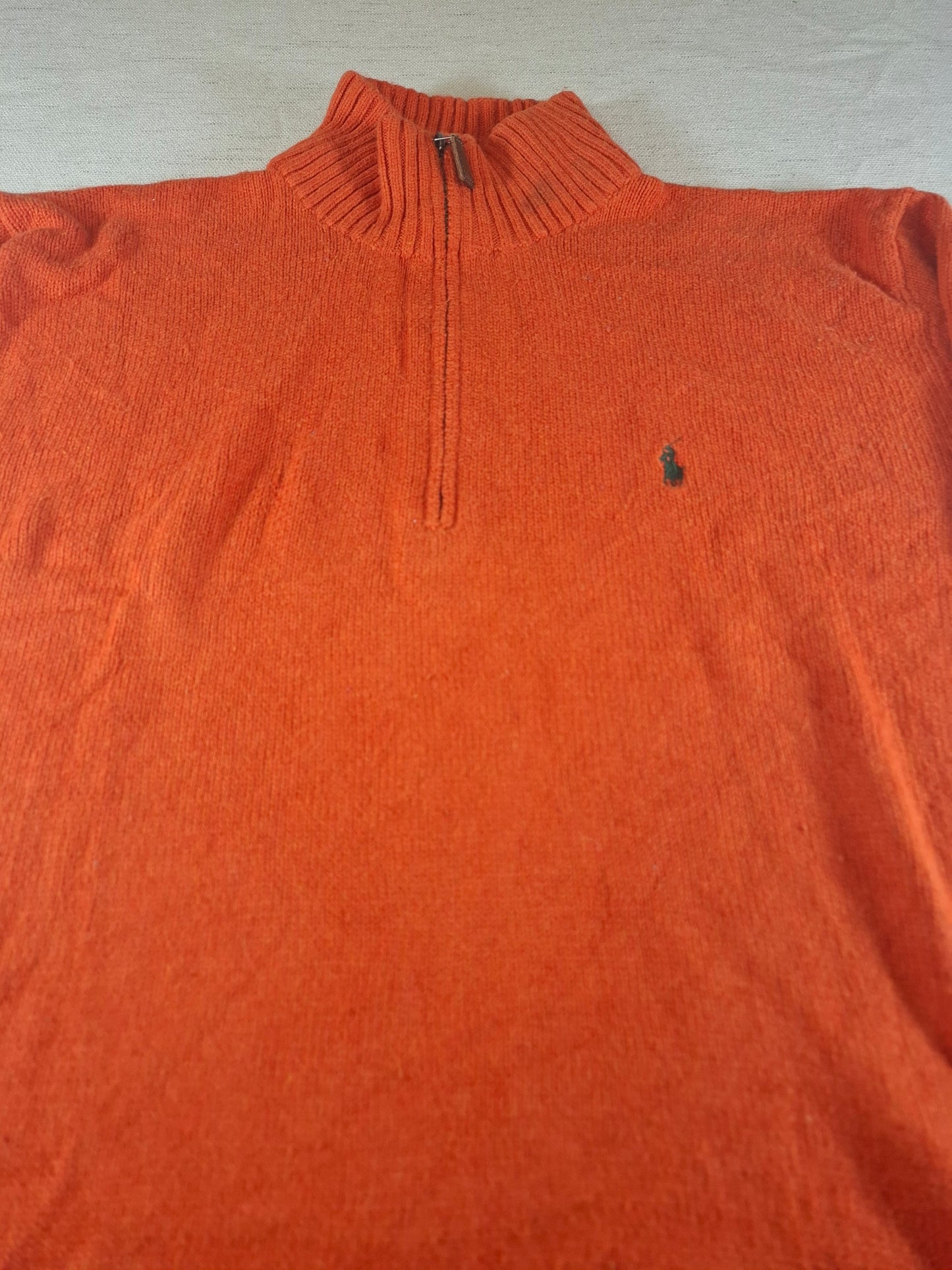 000484 Polo Ralph Lauren 1/4 zip sweater size L Orange
