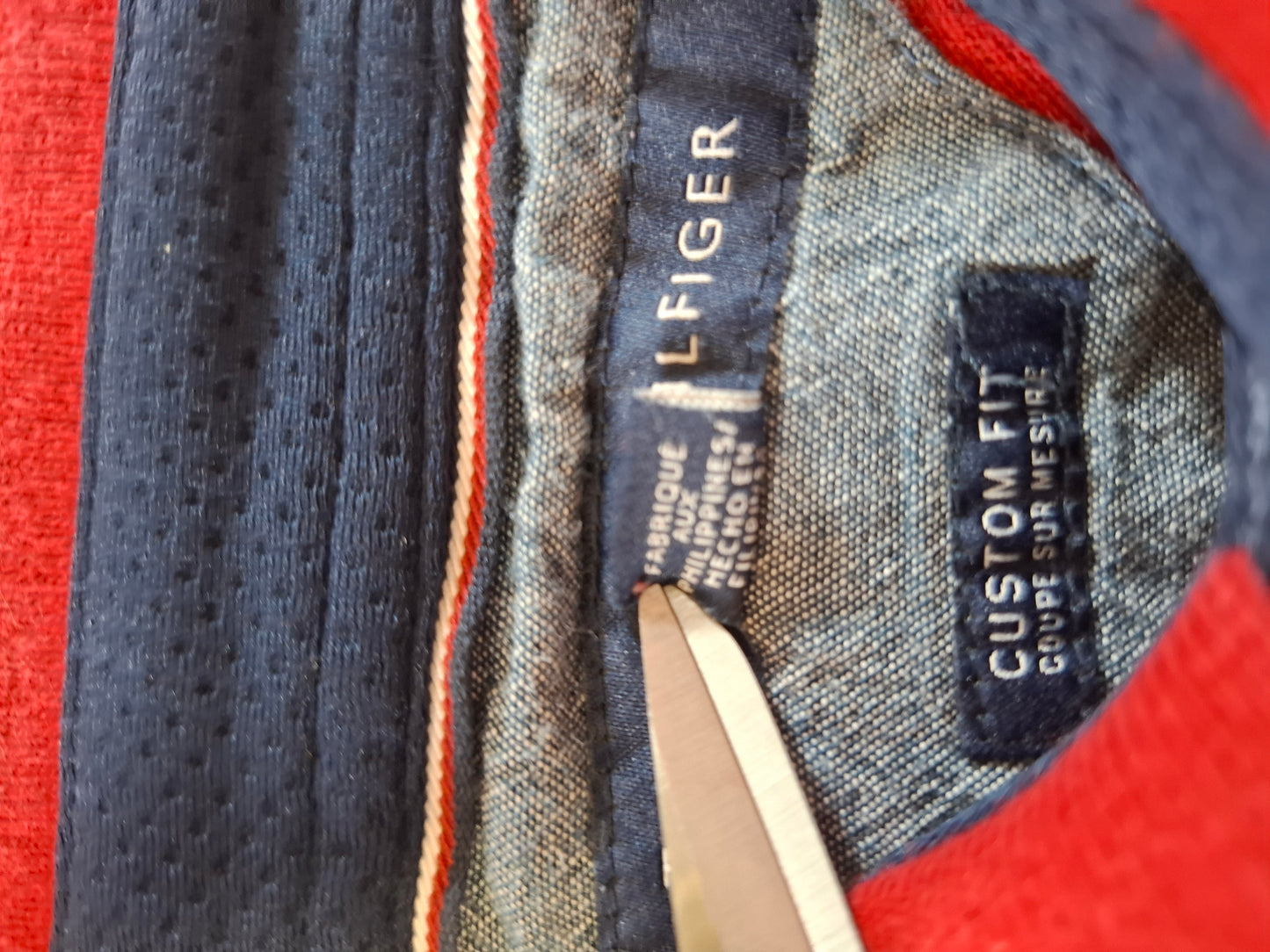 001064 Tommy Hilfiger Polo size L Red/ White/ Blue