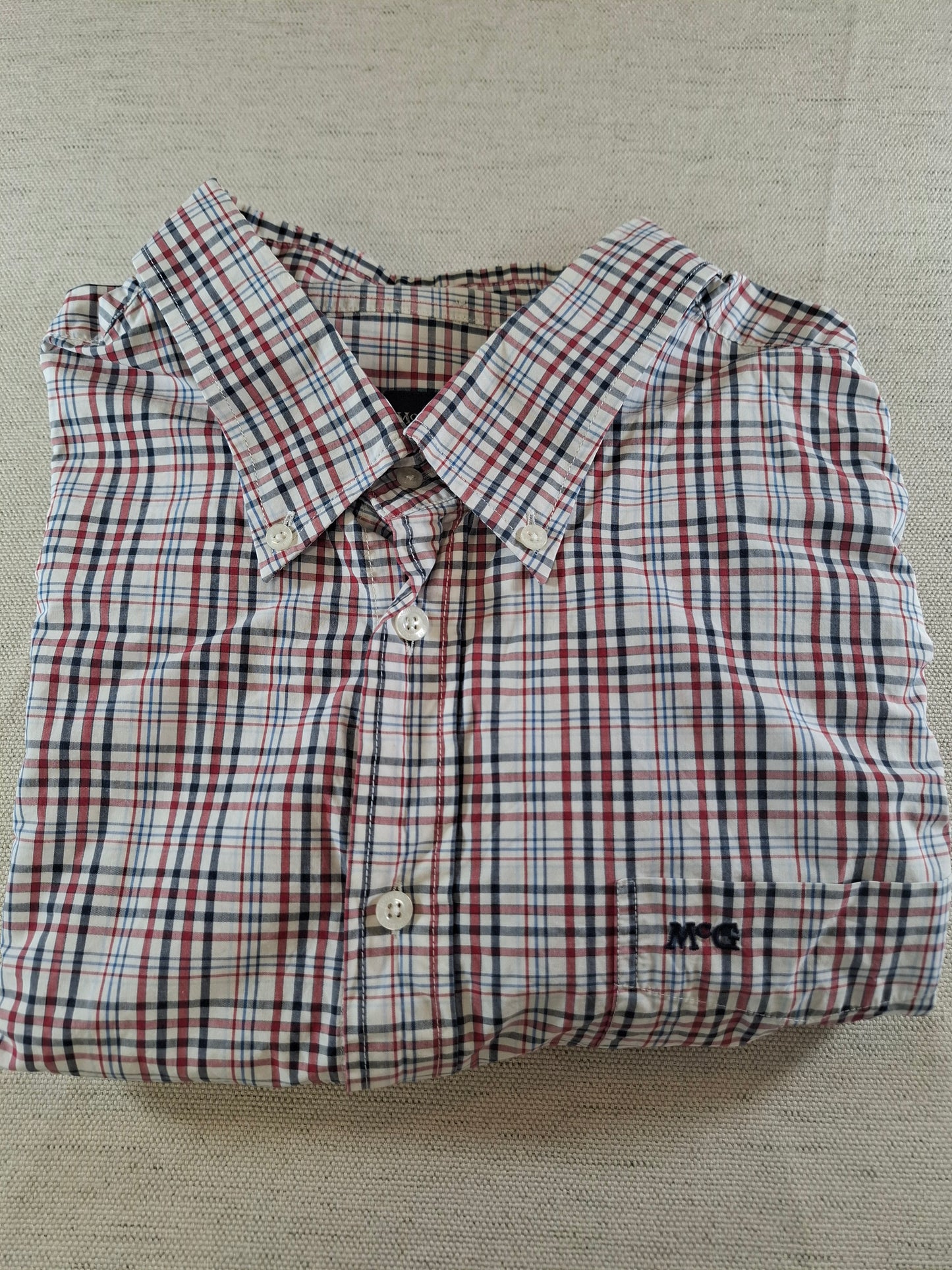 001086 McGregor Button down shirt size XXXL Red/ White/ Blue checkered