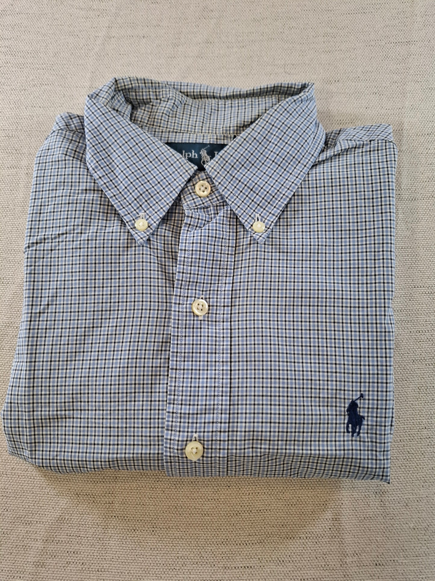 001069 Polo Ralph Lauren Button down shirt size 38 Blue/ Black checkered