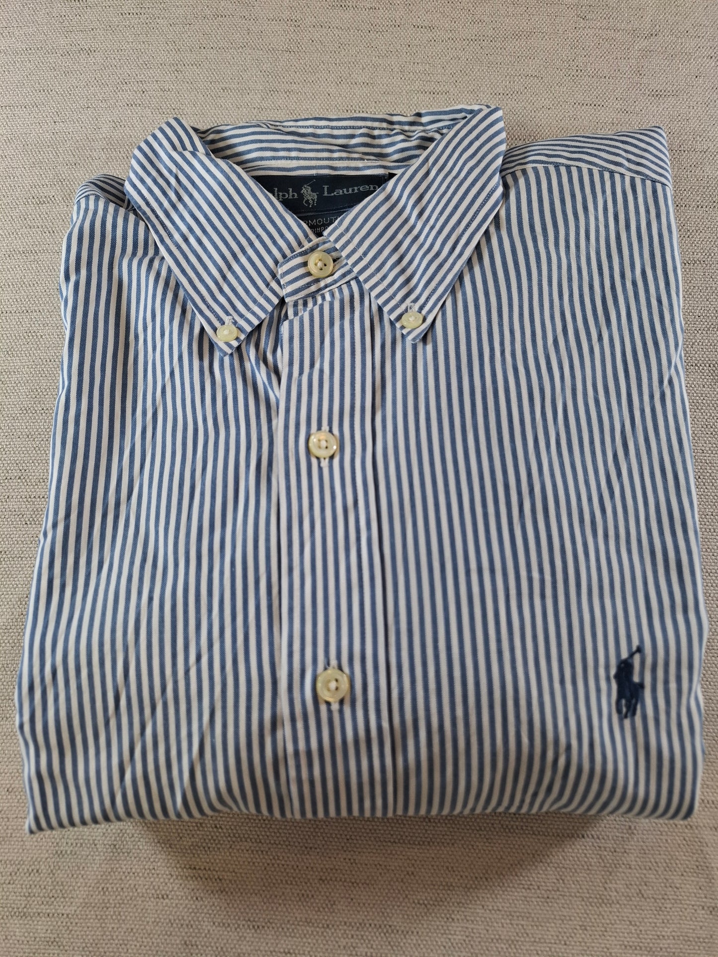 001081 Polo Ralph Lauren Button down shirt size 16.5 / 34-35 Blue/ White striped