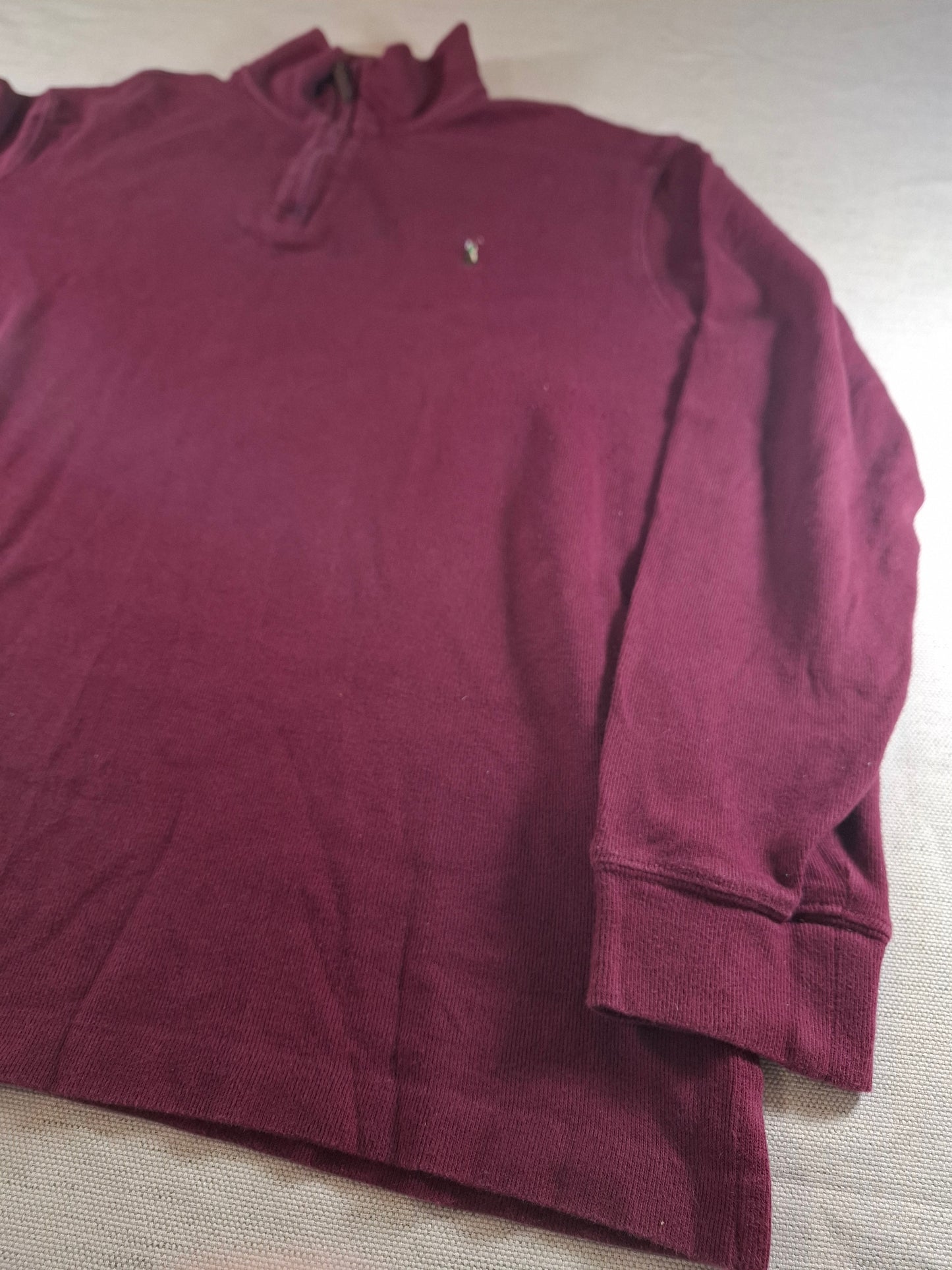 000495 Polo Ralph Lauren 1/4 zip sweater size L Burgundy